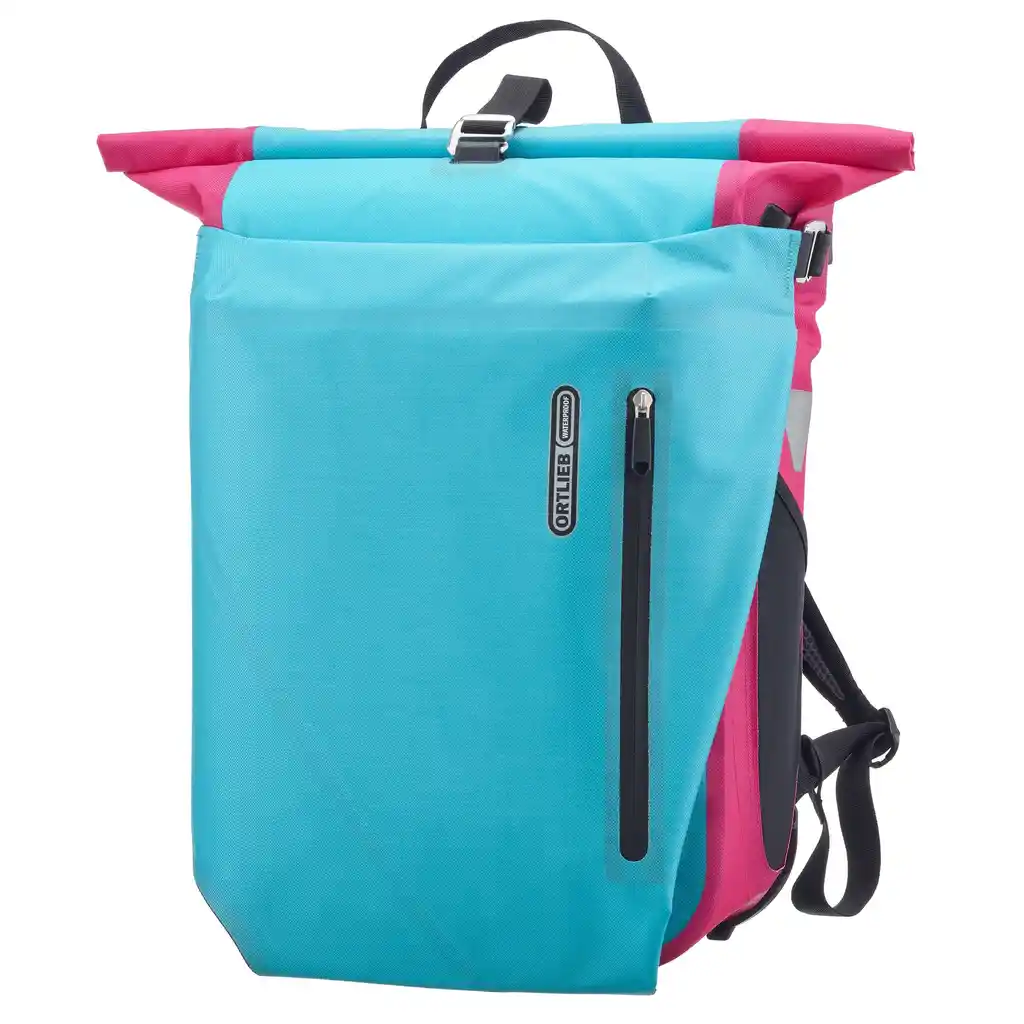 ORTLIEB Vario 26L Cyber Blue, convertible backpack pannier, vue de face, chez Bag-Age