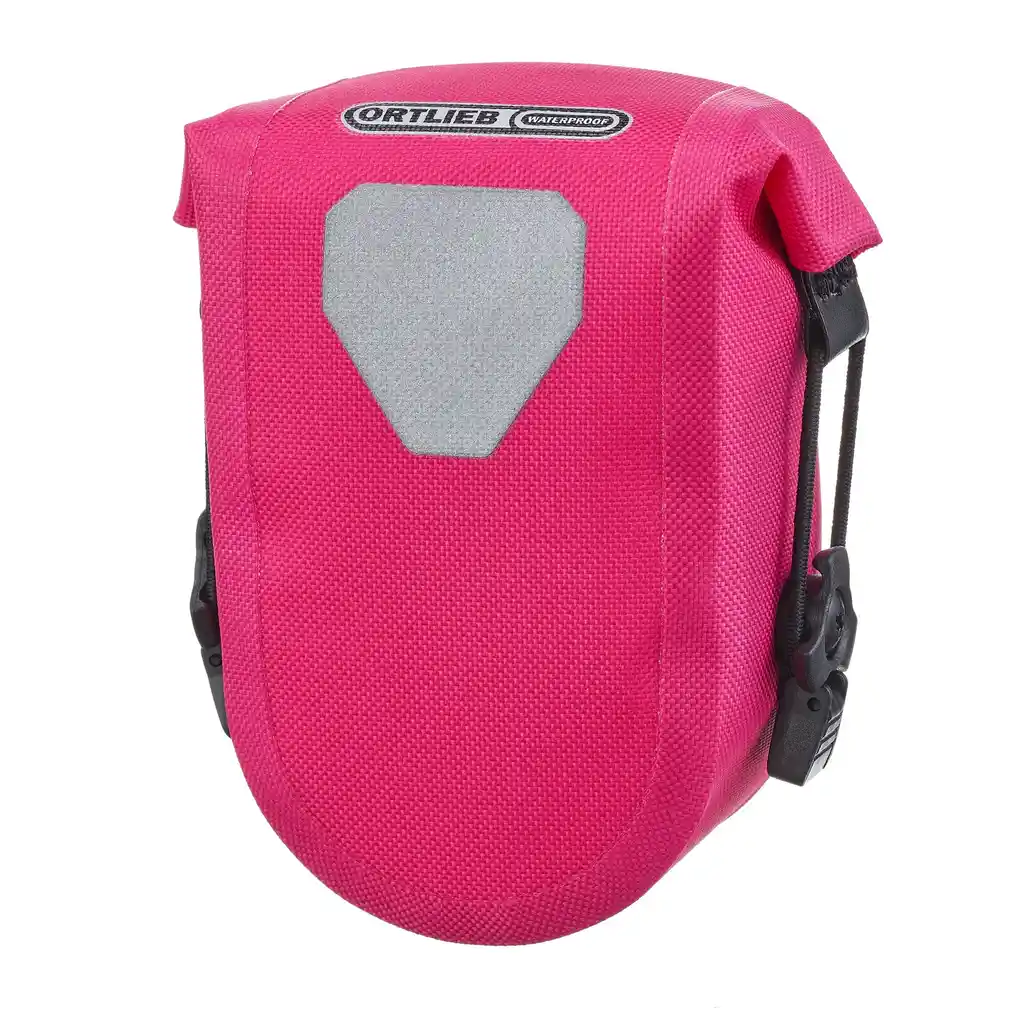 ORTLIEB Micro-Bag Cyber Pink Satteltasche, Seitenansicht, bei Bag-Age