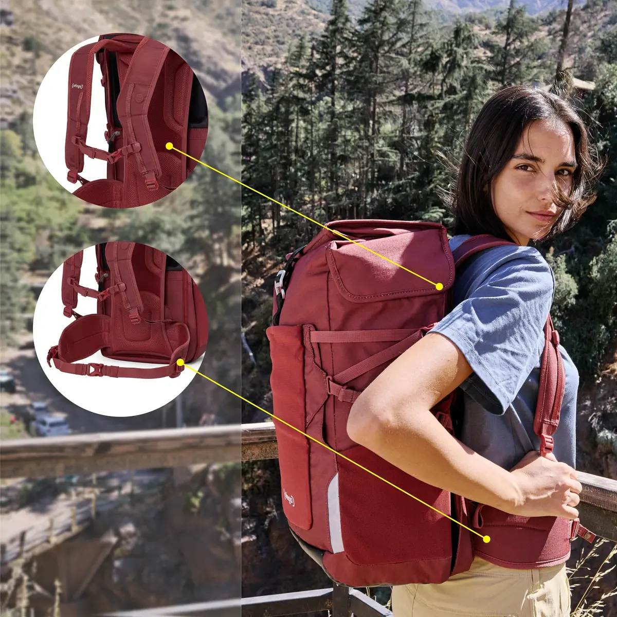 otinga Bike&Hike V2 rost-rot für Radtouren & Wanderungen - 100% wasserdicht, Fair-Trade-zertifiziert, bei Bag-Age Berlin.