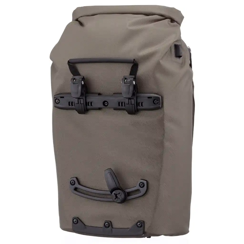 ORTLIEB Vario Lite Dark Sand convertible backpack pannier, achteraanzicht, bij Bag-Age