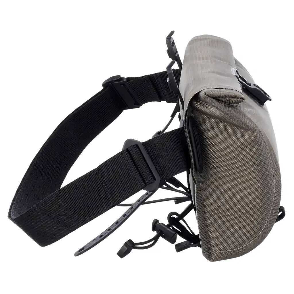 ORTLIEB Velo-Sling Dark Sand handlebar / sling bag, zijaanzicht, bij Bag-Age