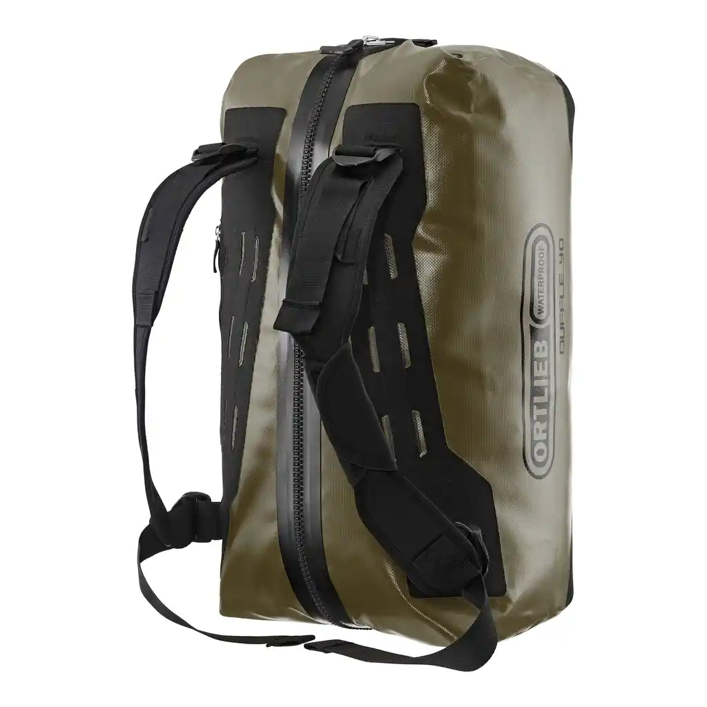 ORTLIEB Duffle Olive duffle / travel bag, front view, at Bag-Age