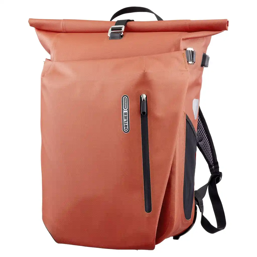 ORTLIEB Vario 26L Rooibos, convertible backpack pannier, vista frontale, da Bag-Age