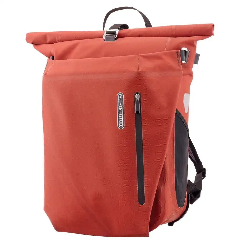 ORTLIEB Vario 26L Dark Chili, convertible backpack pannier, vue de face, chez Bag-Age