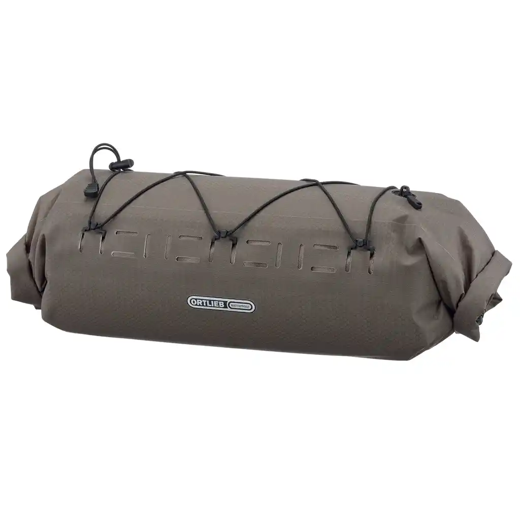 ORTLIEB Dry-Pack Dark Sand dry bag / packing sack, vooraanzicht, bij Bag-Age