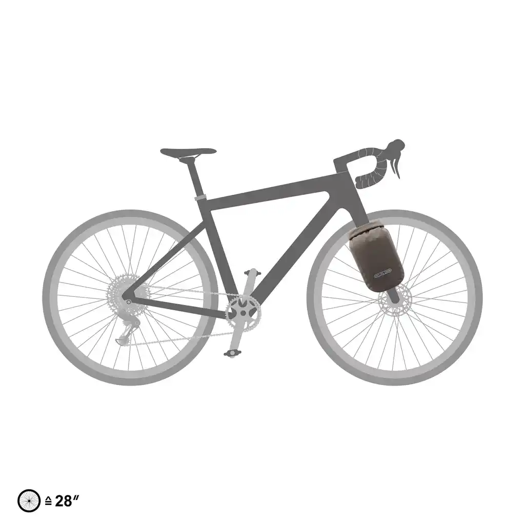 ORTLIEB Fork-Pack Dark Sand bike fork bag, product image, at Bag-Age
