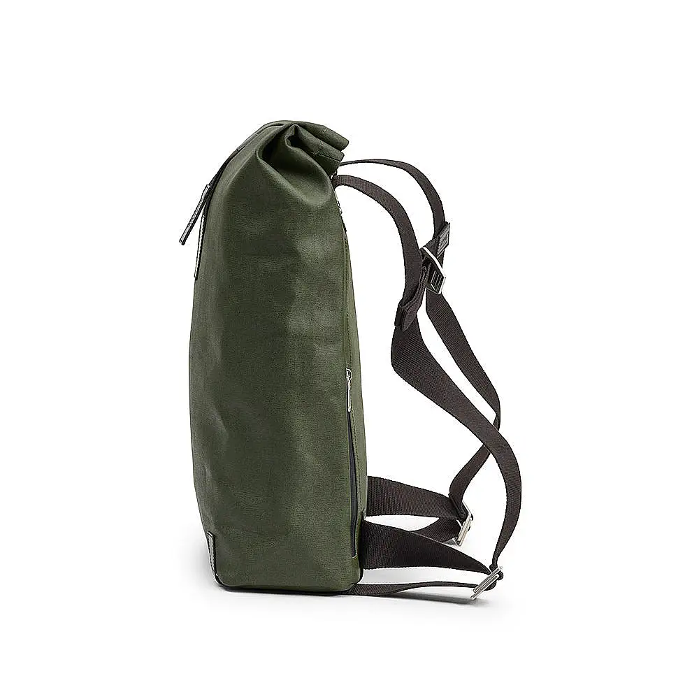 Brooks England Pickwick Cotton Canvas backpack in Forest – left side view
