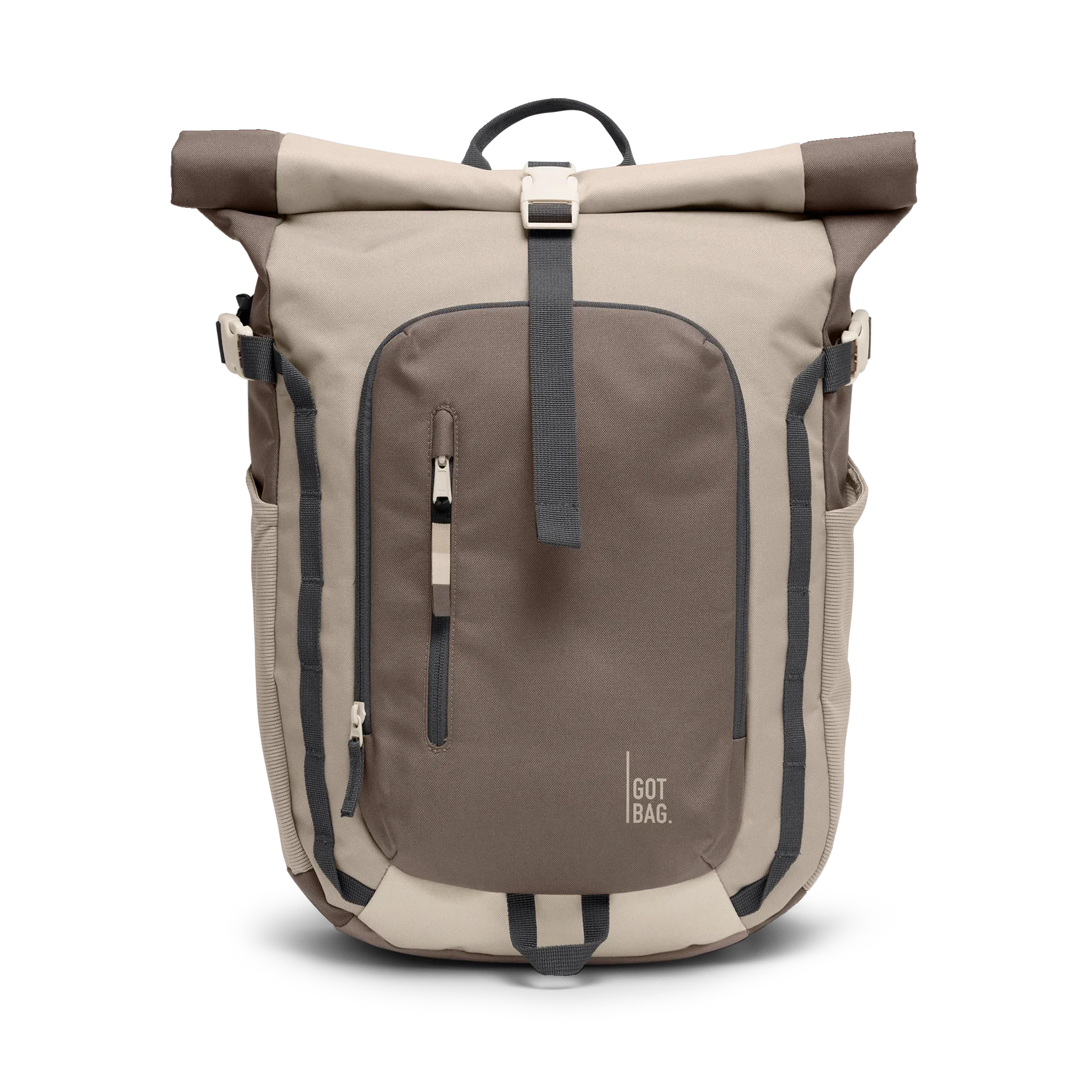 GOT BAG Rolltop Adventure Oyster Multi Monochrome – front view | sustainable | Bag-Age