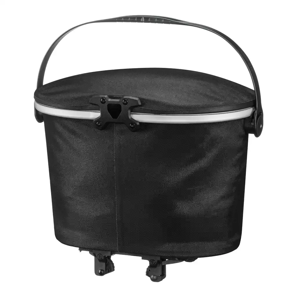 ORTLIEB Up-Town Rack Black rack-top basket, achteraanzicht, bij Bag-Age