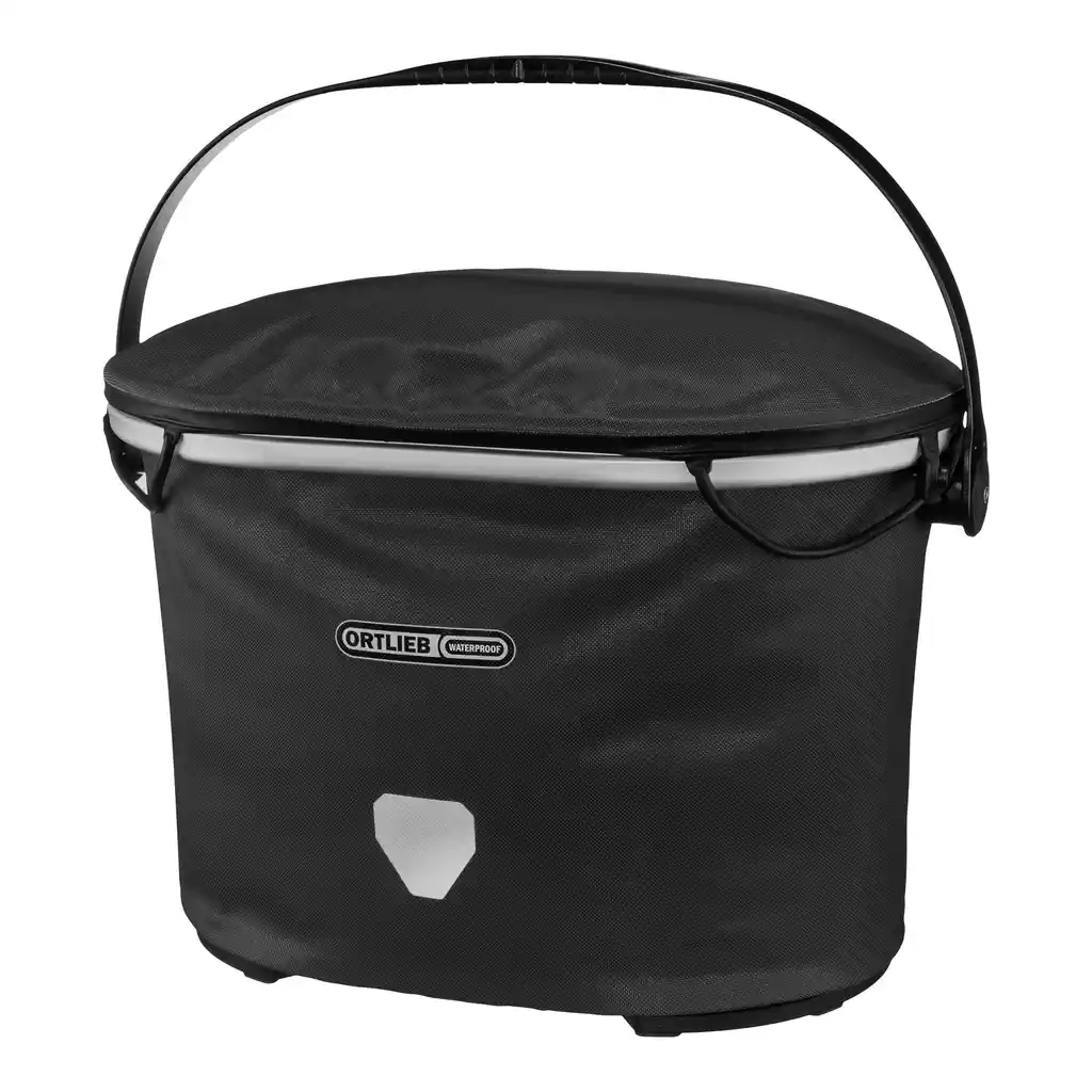 ORTLIEB Up-Town Black bike basket, front view, at Bag-Age