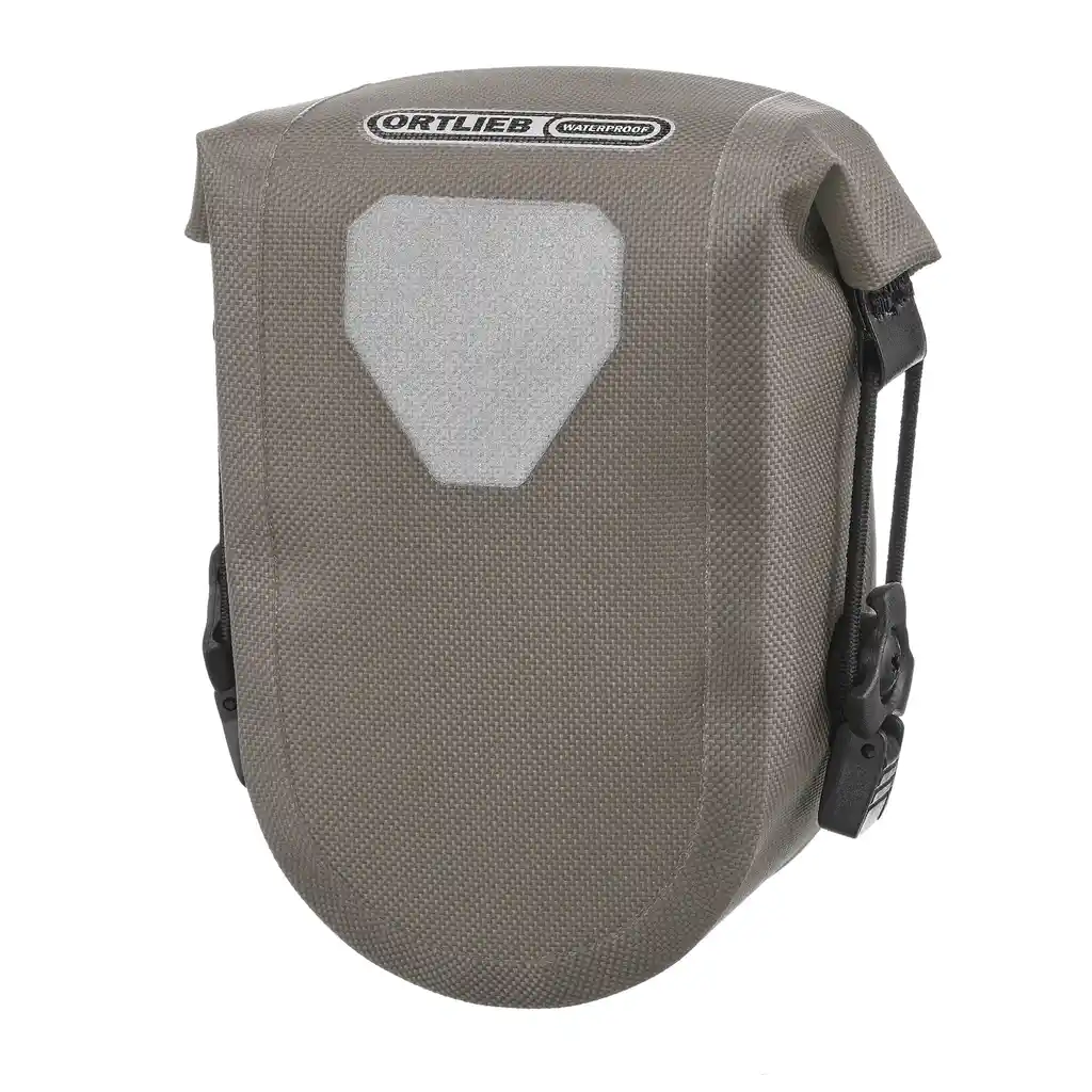 ORTLIEB Micro-Bag Dark Sand Satteltasche, Seitenansicht, bei Bag-Age