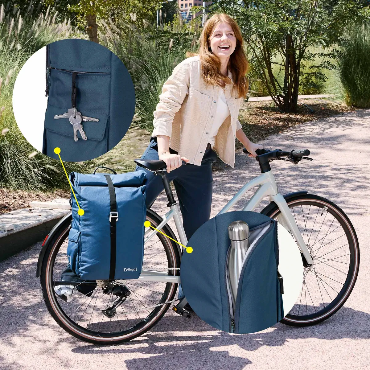 otinga Flip V3 arctic-blau, recyceltes PES-Gewebe, PU-beschichtet, 2-in-1 Fahrradtasche und Rucksack, Fahrradtasche bei Bag-Age Berlin.