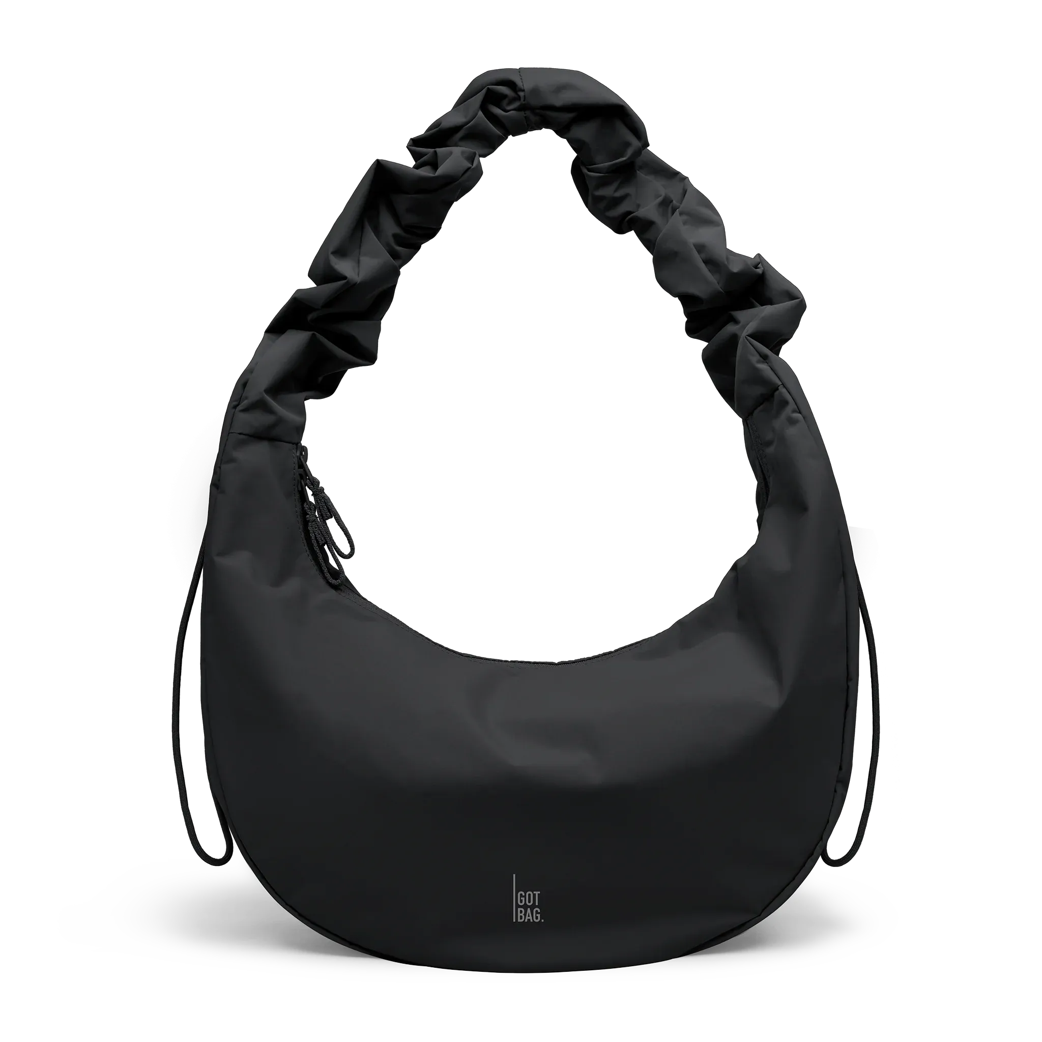 GOT BAG Moon Bag Ruffle Black Monochrome – vista frontal | sustentável | Bag-Age