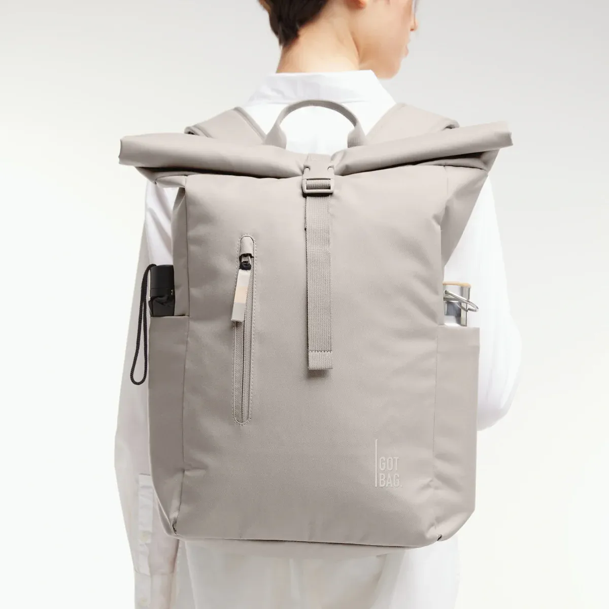 GOT BAG Rolltop Easy Clam Monochrome – vista lateral 1 | sustentável | Bag-Age