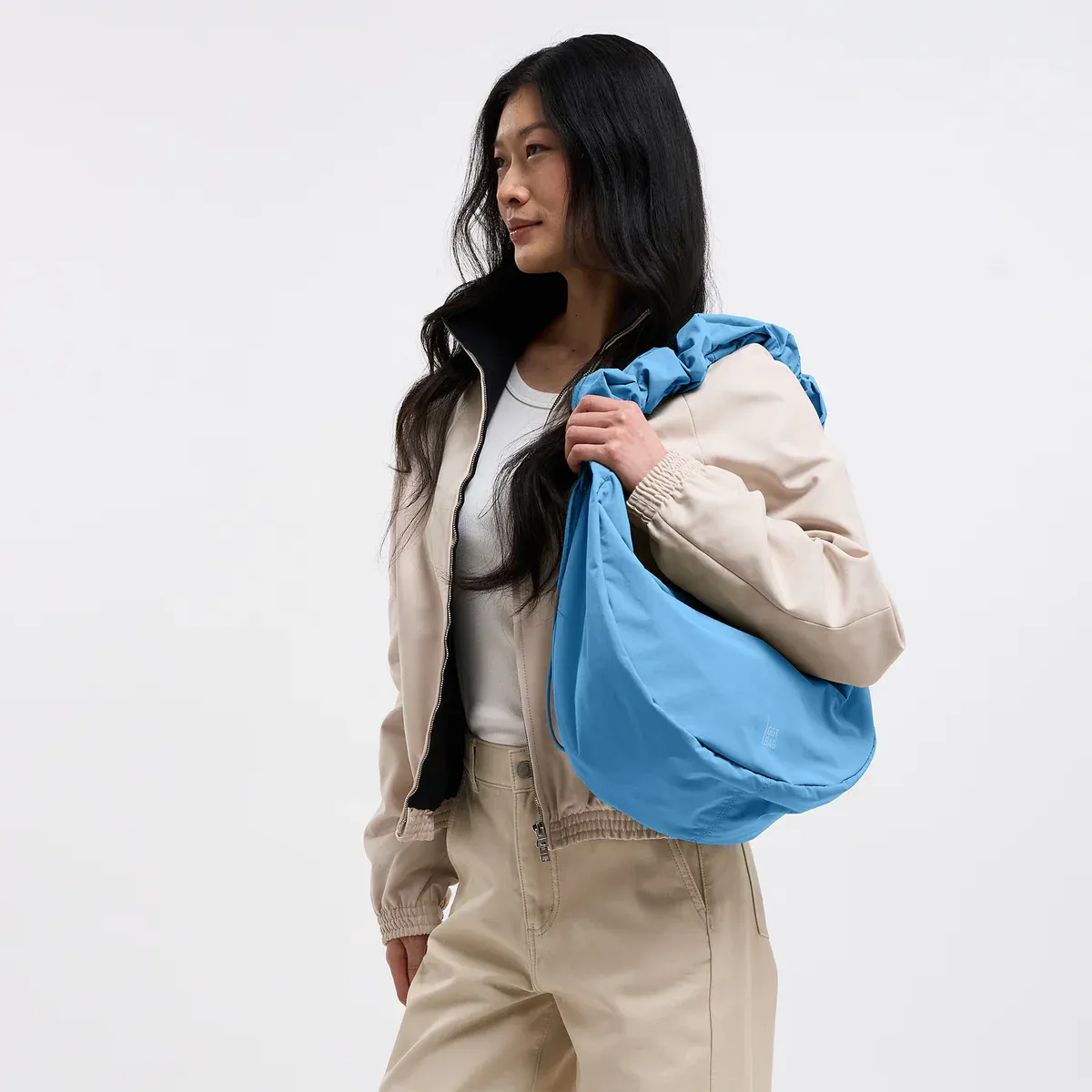 GOT BAG Moon Bag Ruffle Aqua Monochrome – photo lifestyle 1 | durable | Bag-Age