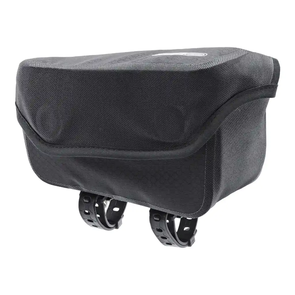 ORTLIEB Fuel-Pack Black Matt, top tube bag, vista frontale, da Bag-Age