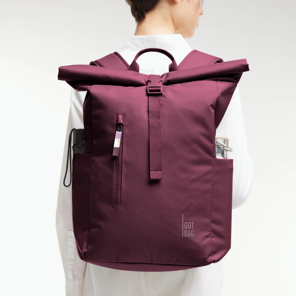 GOT BAG Rolltop Easy Kraken Monochrome – Seitenansicht 1 | nachhaltig | Bag-Age