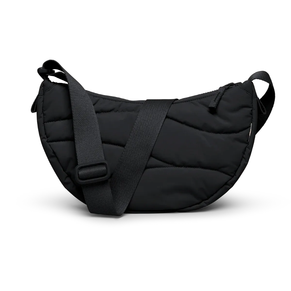 GOT BAG Wavy Puffer Moon Bag Small Black Monochrome – vista posteriore | sostenibile | Bag-Age