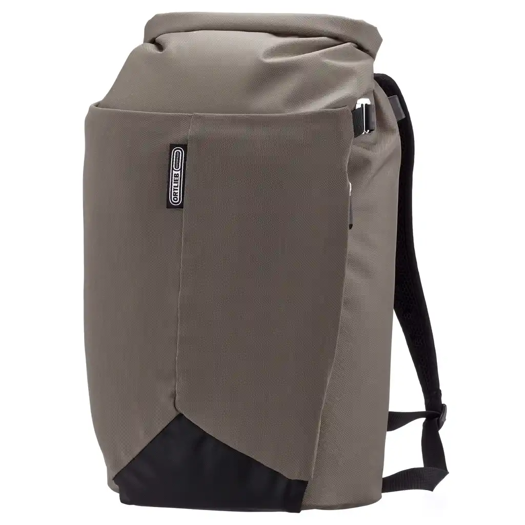 ORTLIEB Vario Lite Dark Sand convertible backpack pannier, vooraanzicht, bij Bag-Age