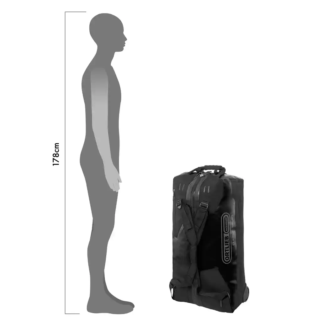 ORTLIEB Duffle RS Black wheeled duffle, product image, at Bag-Age