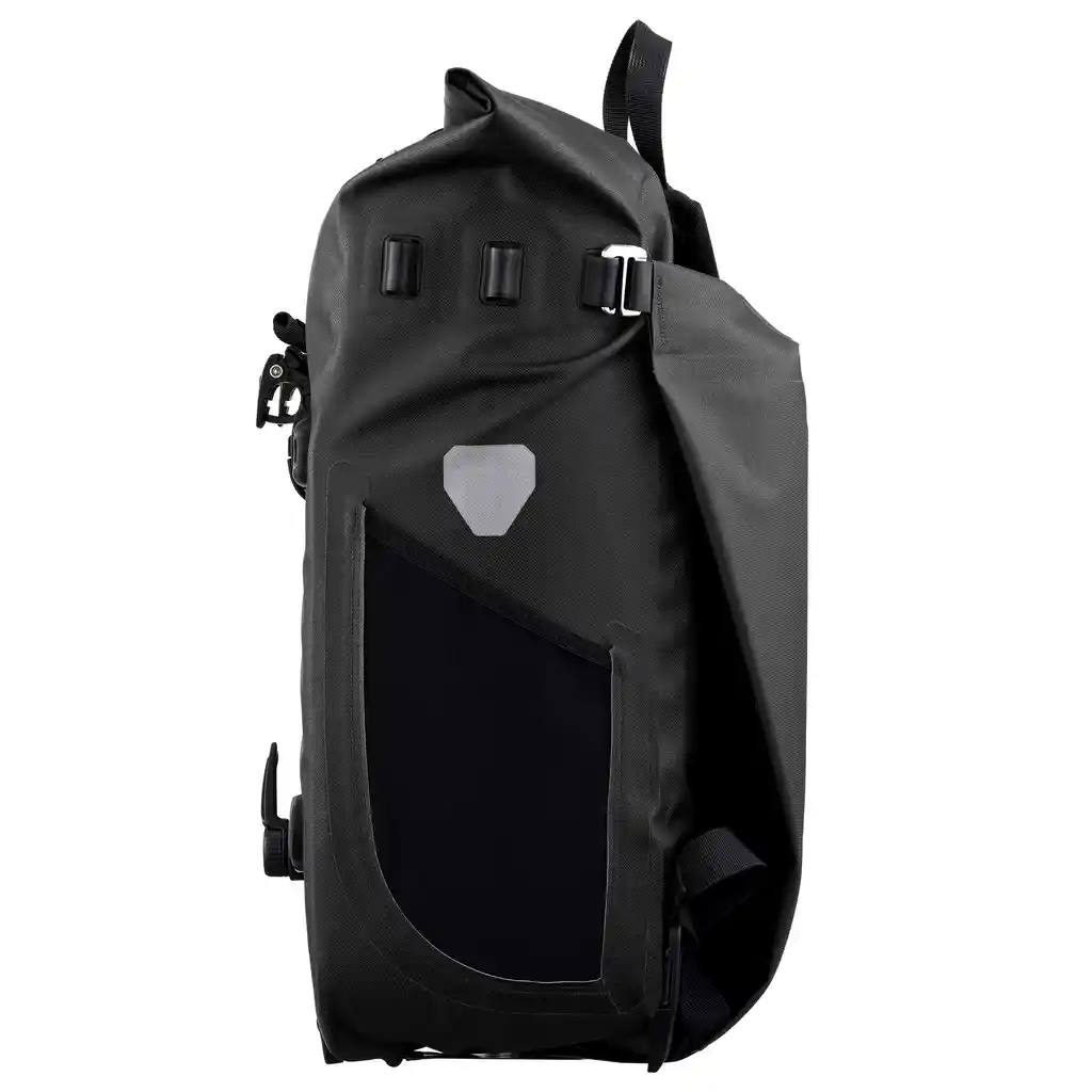 ORTLIEB Vario 26L Black, convertible backpack pannier, vista laterale, da Bag-Age