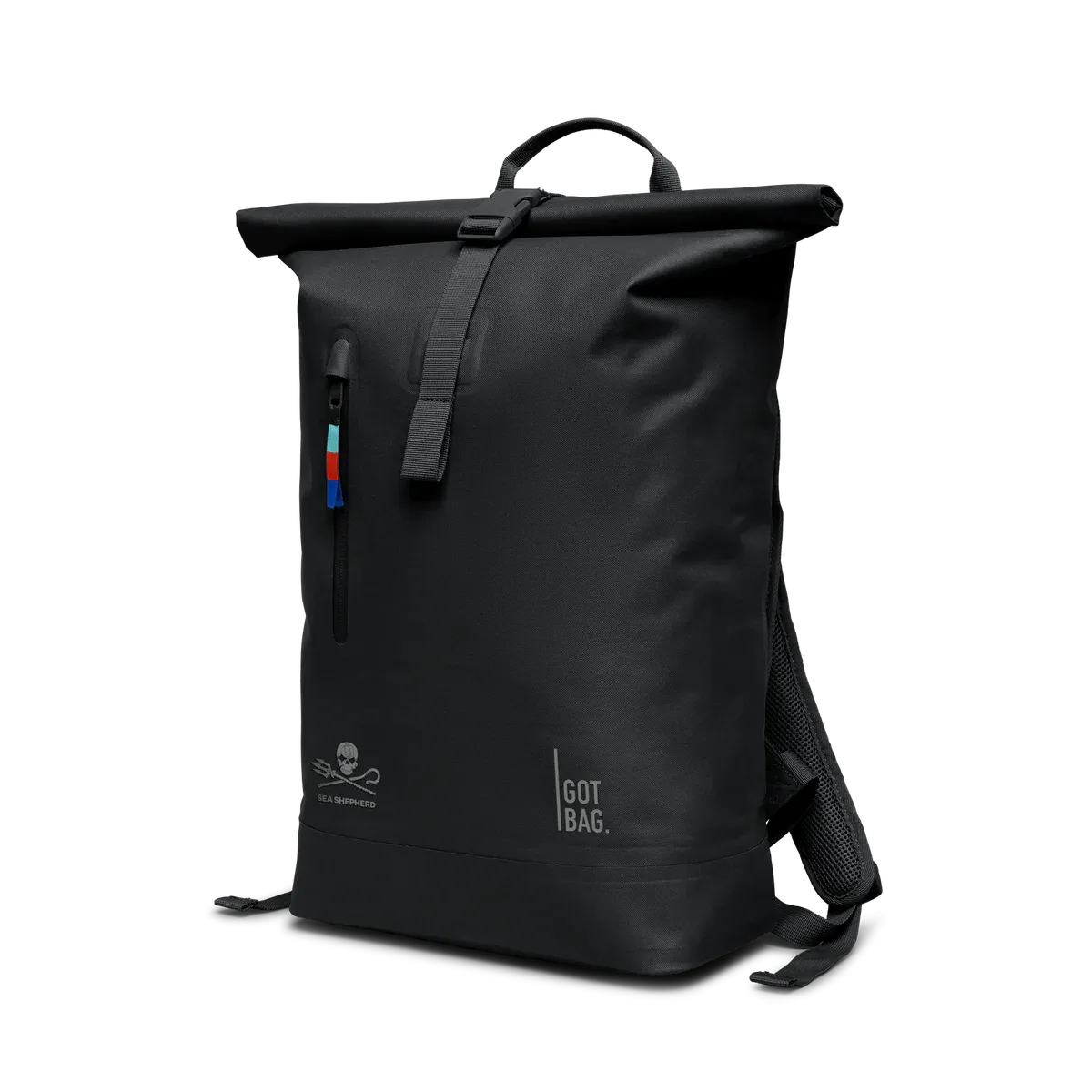 GOT BAG Rolltop Lite 2.0 Black Sea Shepherd – foto estudio 3 | sostenible | Bag-Age