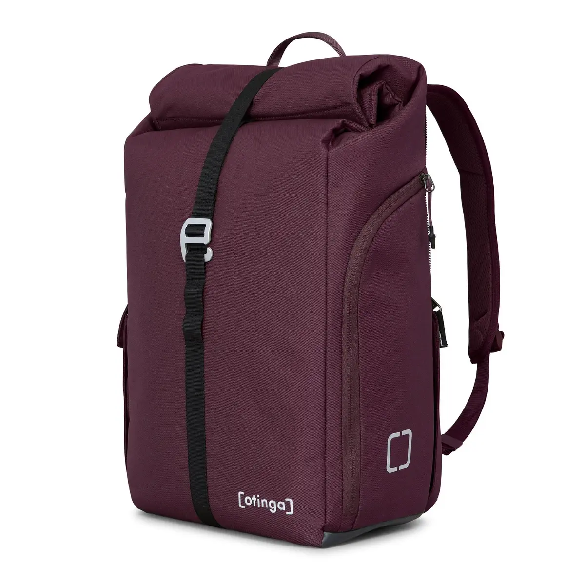 otinga Flip V3 aubergine-rot, volumen 26L, alforja de bici y mochila 2 en 1, certificado de comercio justo.