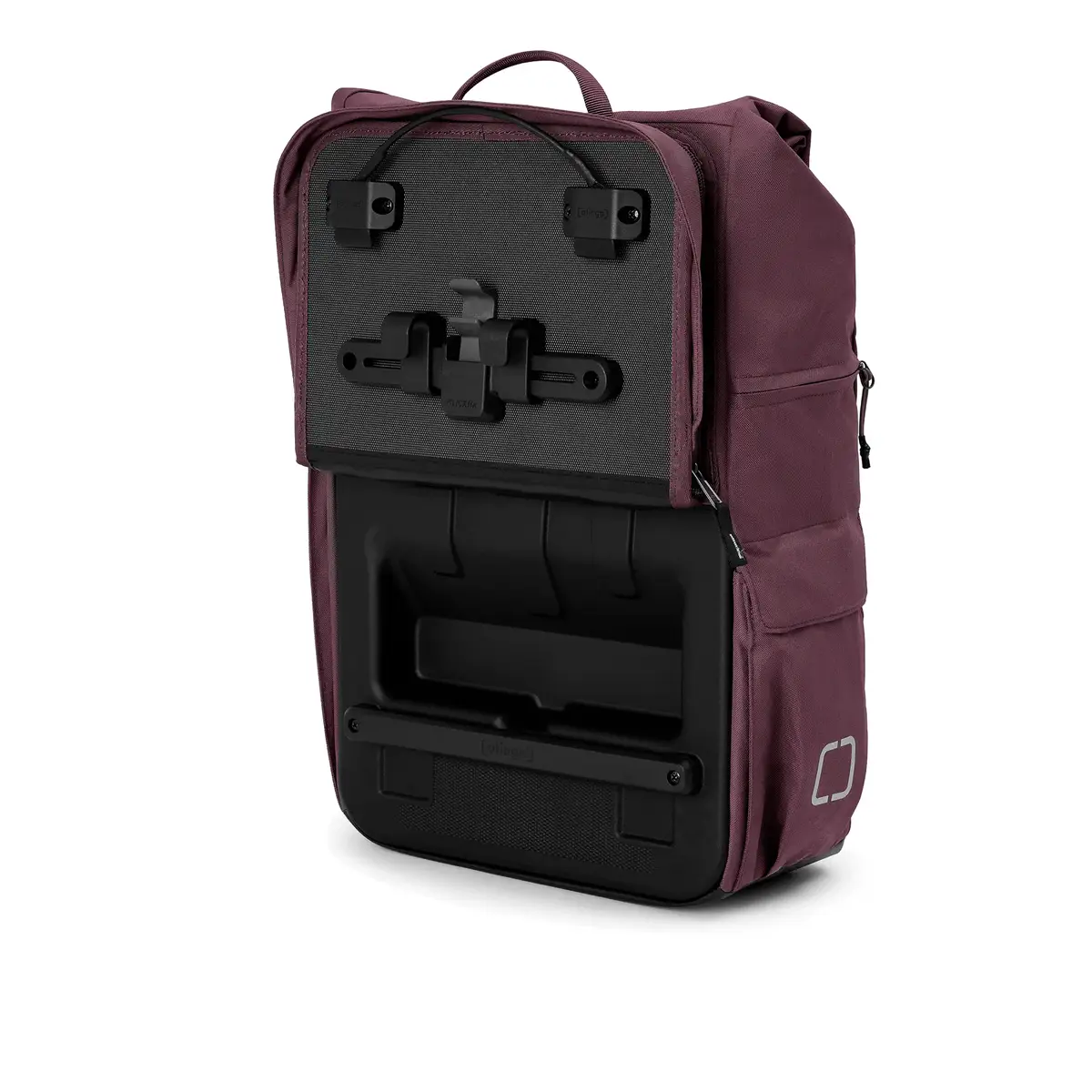 otinga Flip V3 aubergine-rot, tejido PES reciclado, recubierto de PU, 100% impermeable, alforja de bici bei Bag-Age Berlin.