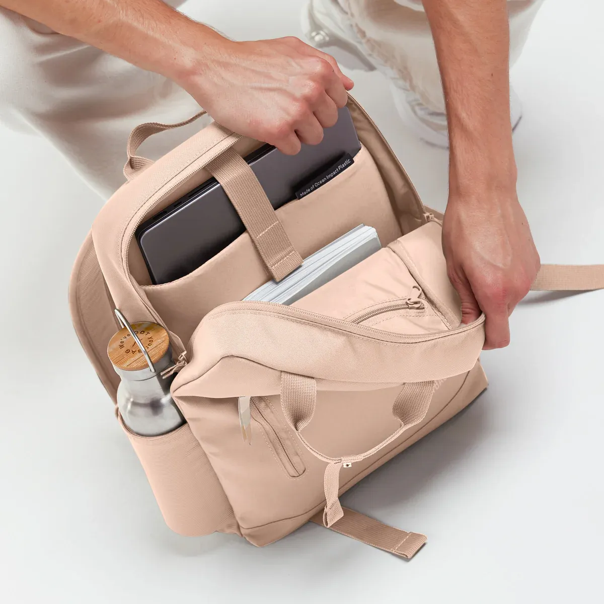 GOT BAG Daypack 2.0 Pearl Monochrome – open view | sustainable | Bag-Age