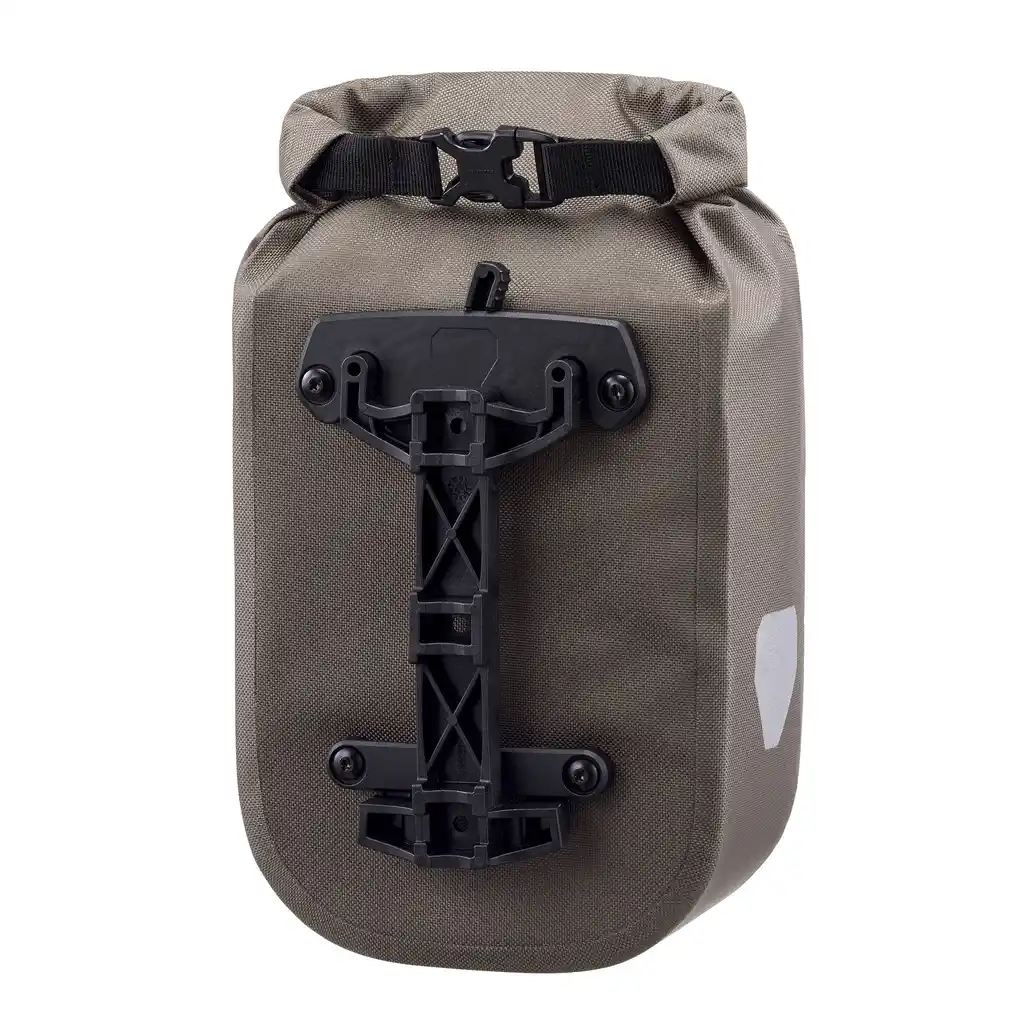 ORTLIEB Fork-Pack Dark Sand bike fork bag, detail view, at Bag-Age