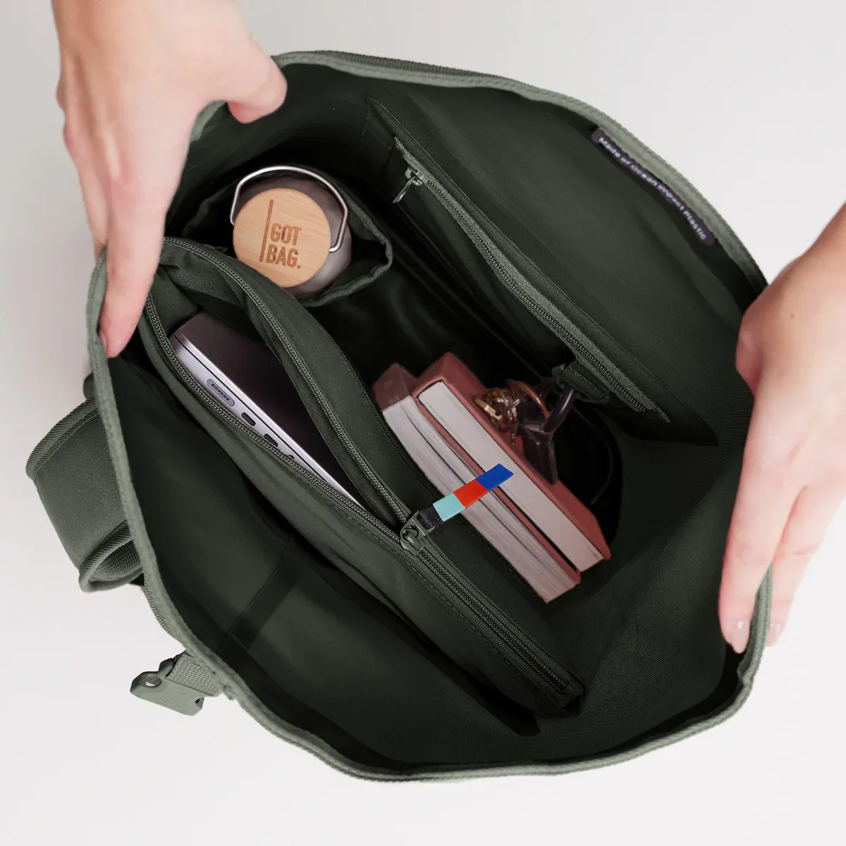 GOT BAG Rolltop 2.0 Algae – vista laterale 3 | sostenibile | Bag-Age