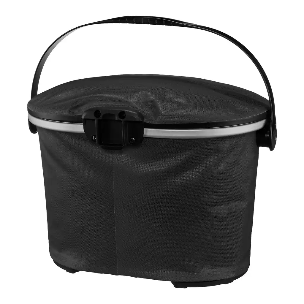 ORTLIEB Up-Town Black bike basket, back view, at Bag-Age