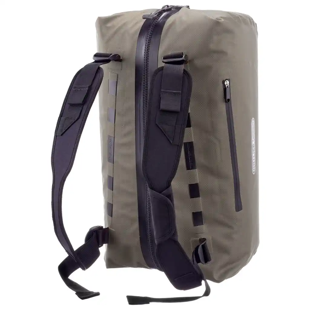 ORTLIEB Duffle Lite Dark Sand duffle / travel bag, back view, at Bag-Age