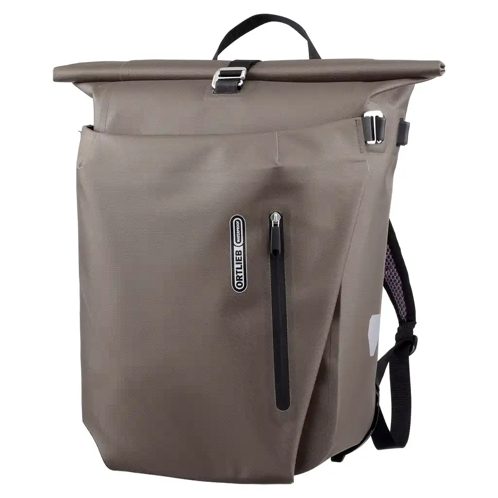ORTLIEB Vario 20L Dark Sand, convertible backpack pannier, vue de face, chez Bag-Age