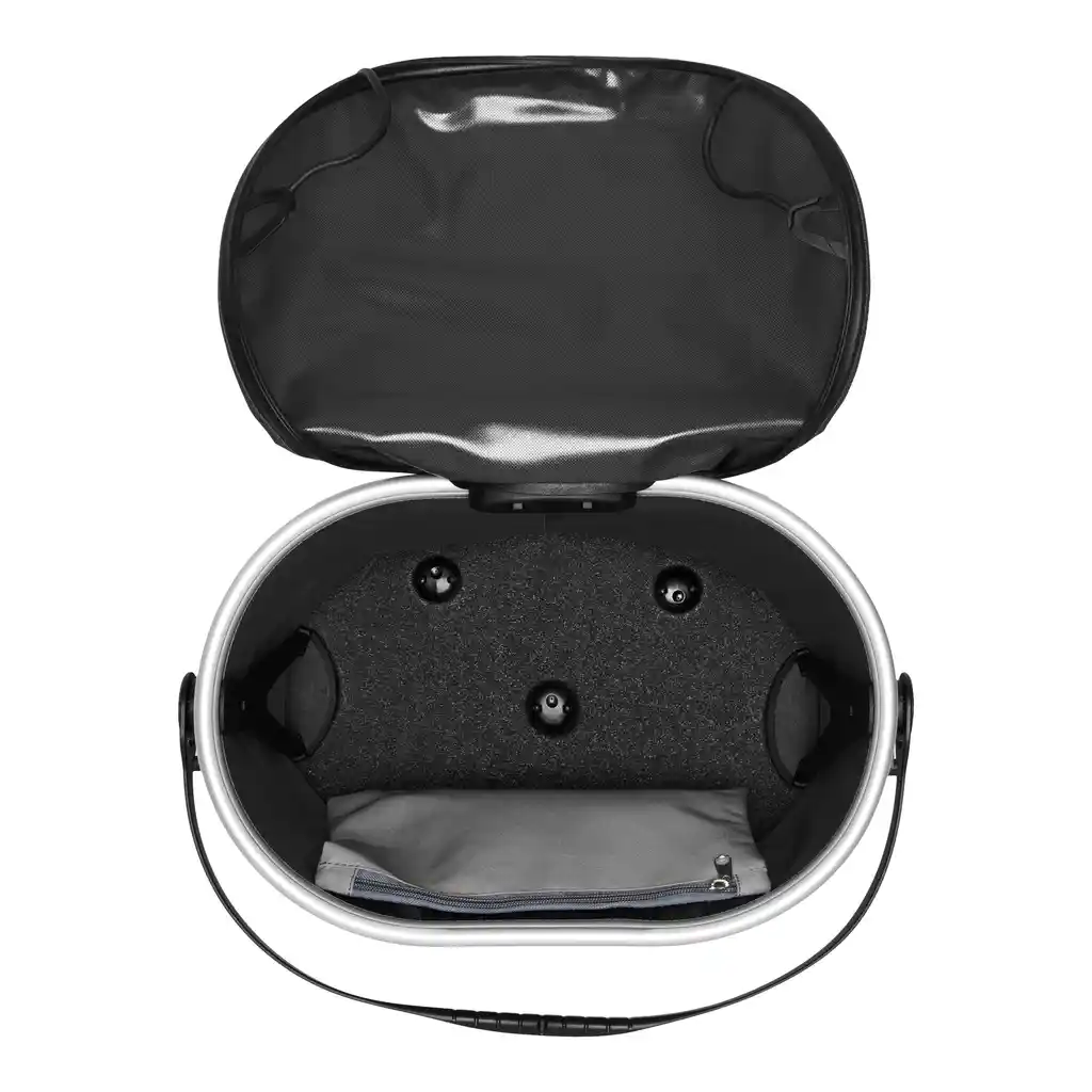 ORTLIEB Up-Town Black bike basket, inside view, at Bag-Age
