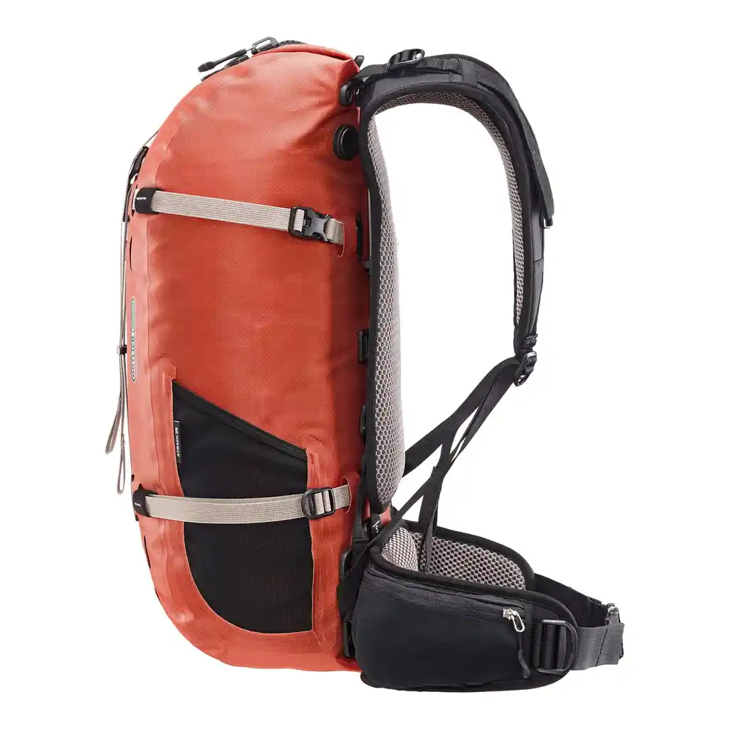 ORTLIEB Atrack Rooibos travel backpack, side view, at Bag-Age