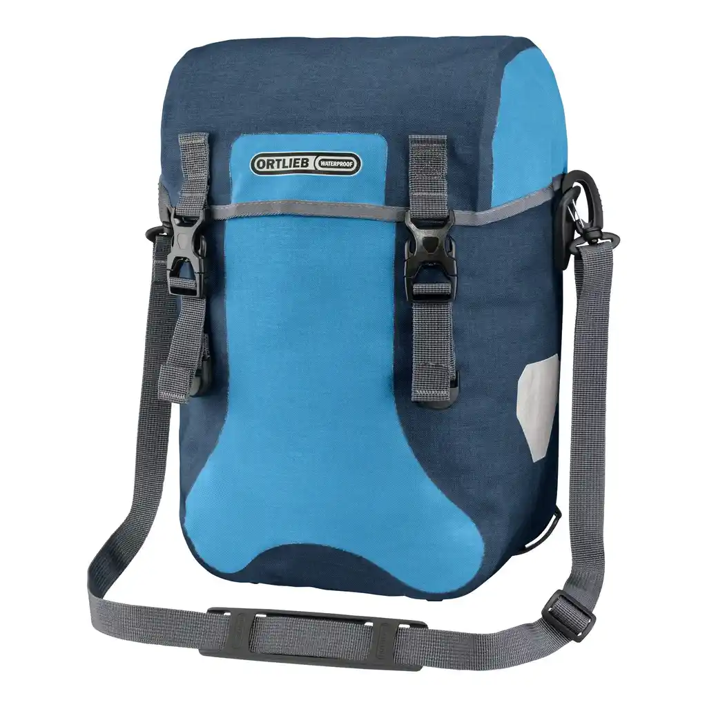 ORTLIEB Sport-Packer Denim fietstas, vooraanzicht, bij Bag-Age