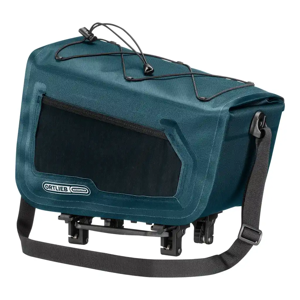 ORTLIEB Trunk-Bag Petrol rack-top bag, vooraanzicht, bij Bag-Age