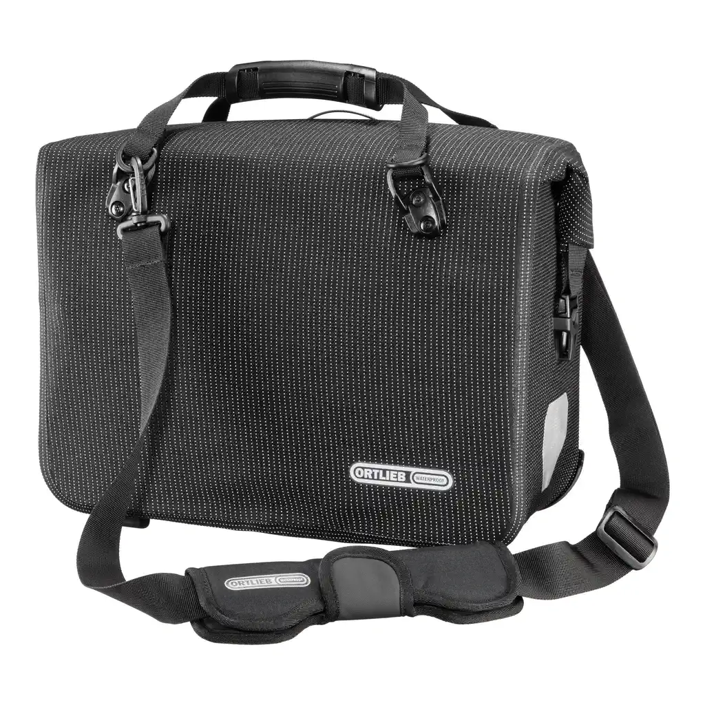ORTLIEB Office-Bag Black Reflective Bike Business Bag, Vorderansicht, bei Bag-Age