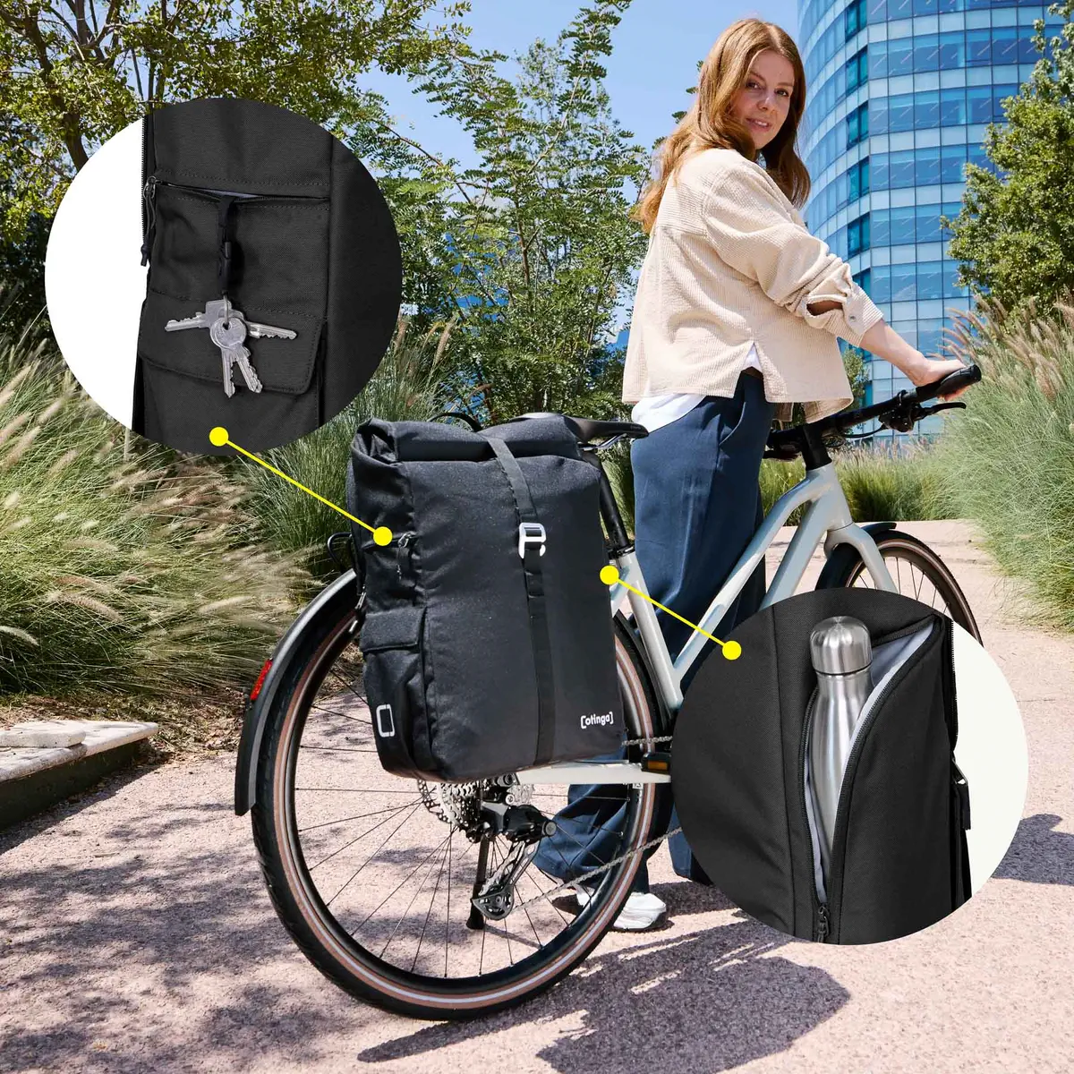 otinga Flip V3 schwarz: Fahrradtasche, mit Laptopfach, 100% wasserdicht. Bei Bag-Age Berlin kaufen.