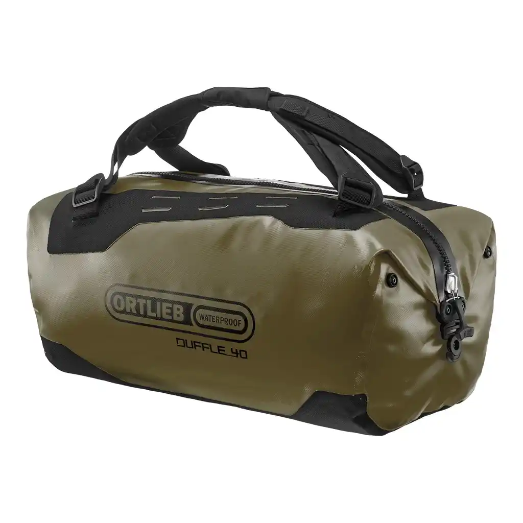 ORTLIEB Duffle Olive duffle / travel bag, front view, at Bag-Age