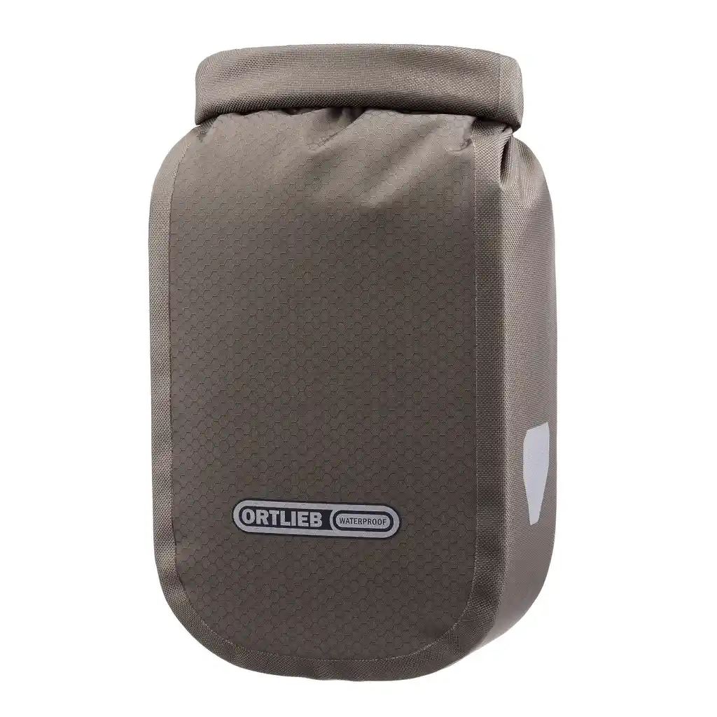 ORTLIEB Fork-Pack Dark Sand bike fork bag, front view, at Bag-Age