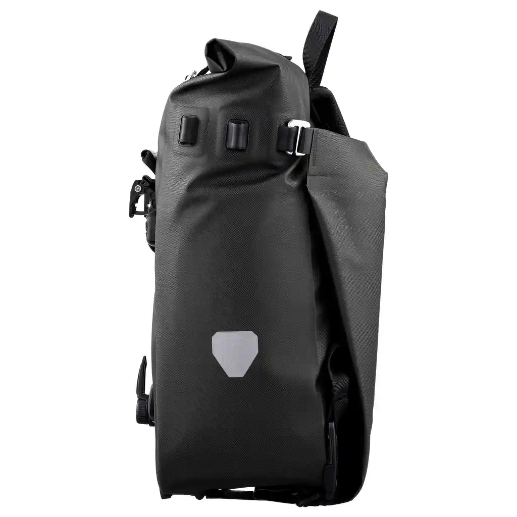 ORTLIEB Vario 20L Black, convertible backpack pannier, vista lateral, en Bag-Age