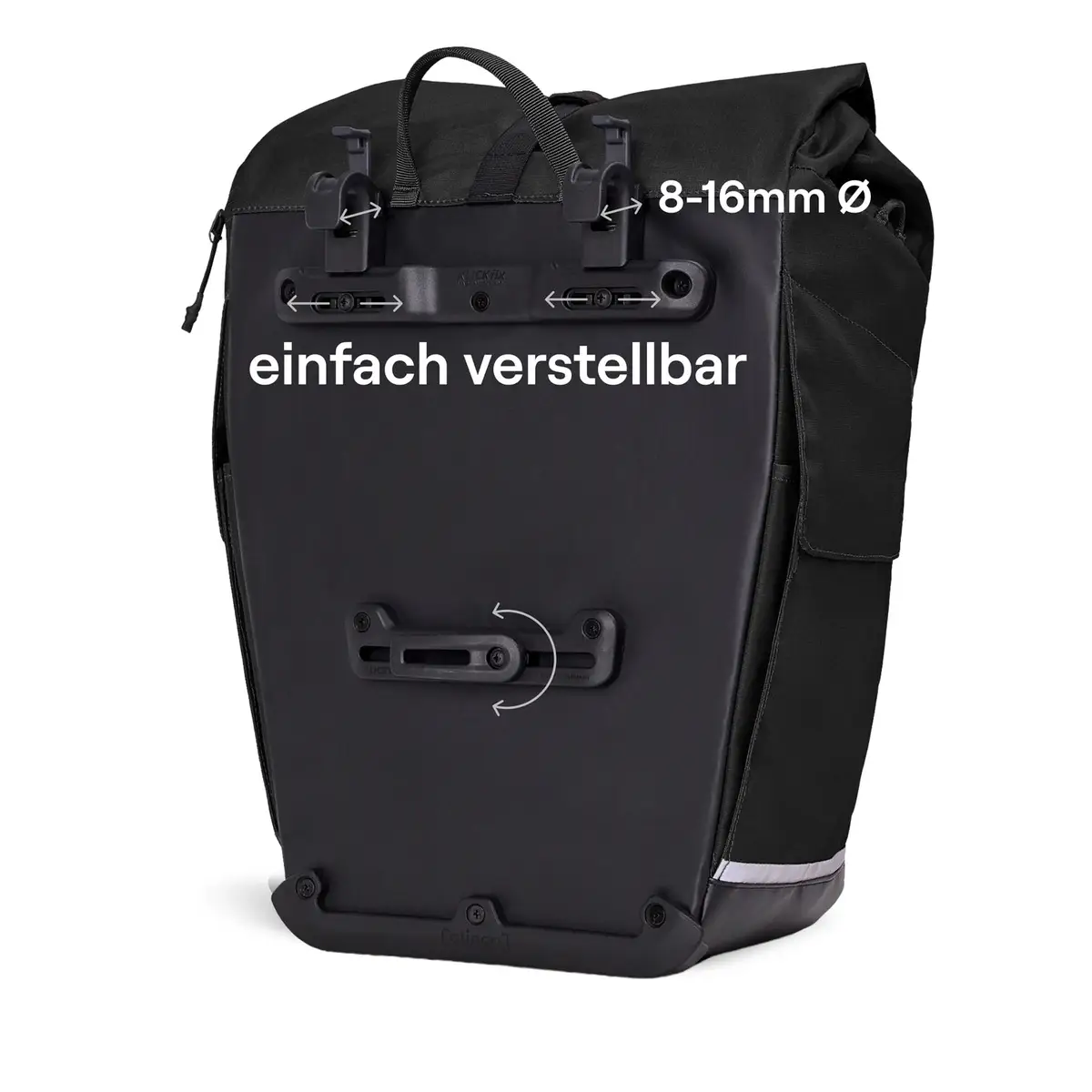 otinga Guard schwarz, Volumen 27.5L, 2-in-1 Fahrradtasche und Rucksack, Fair-Trade-zertifiziert.