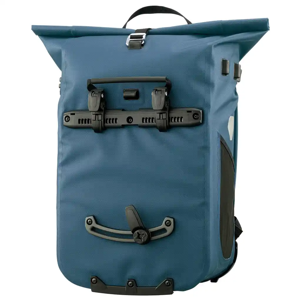 ORTLIEB Vario 26L Petrol convertible backpack pannier, back view, at Bag-Age